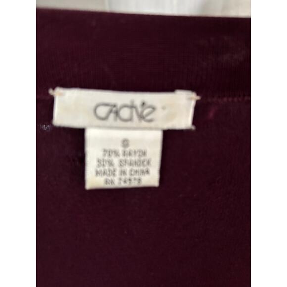 Cache Purple Rhinestone Zipper Rib Knit Long Sleeve Top Stretch S Cotton Spandex - Picture 7 of 7